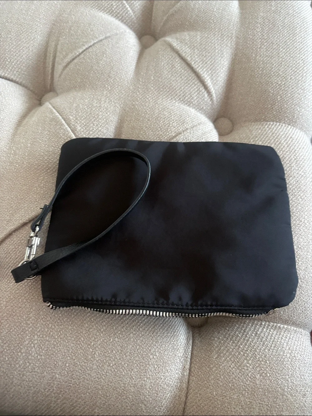 Steve Madden Black Nylon Wristlet Pouch with Silver Accents